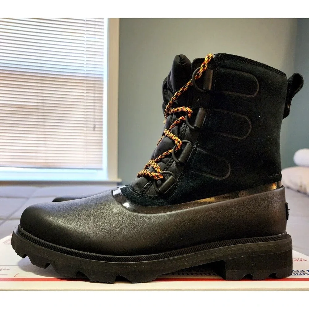SOREL® (Women's‎ 8 M) Lennox™ Street Lace Waterproof Rain Duck Boot, Black/Black